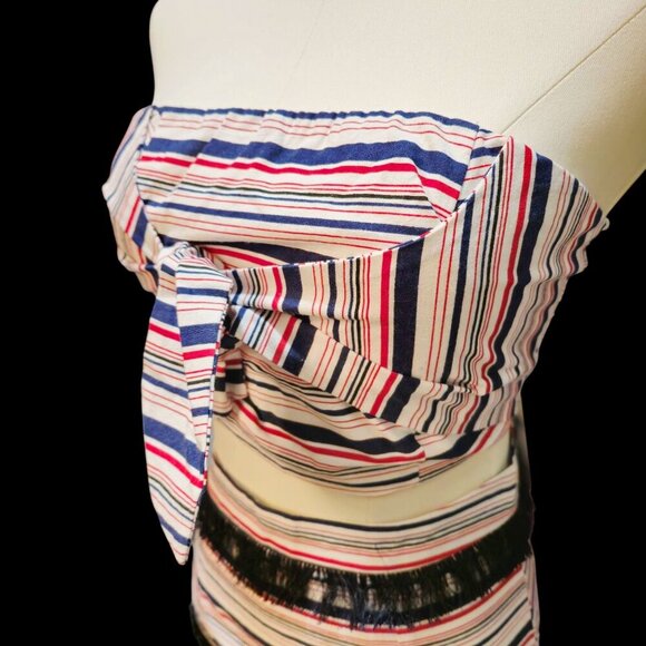 L’Atiste Striped Fringe Skirt Set w/ Bandeau Top & Back Slit – NWT – Size S - Picture 12 of 16